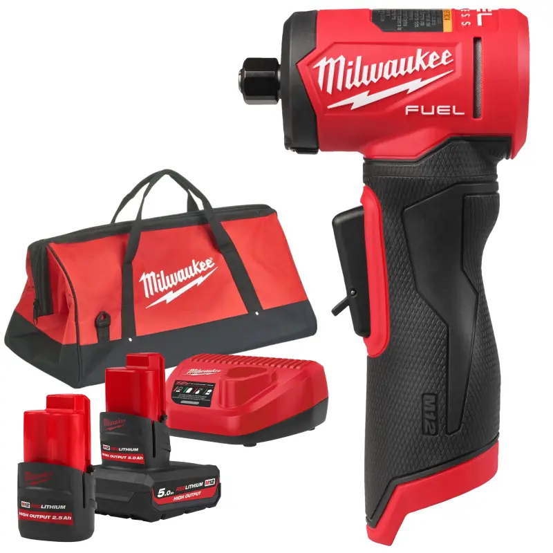 Aku přímá bruska Milwaukee M12 FDGA2-522B, aku M12 HB2.5 + M12 HB5 + M12 C12 C + taška, 4933498980